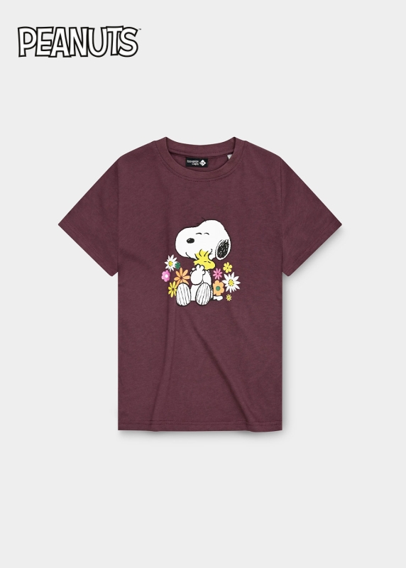 T-Shirt "Peanuts: Kuschelalarm" - dunkelrot