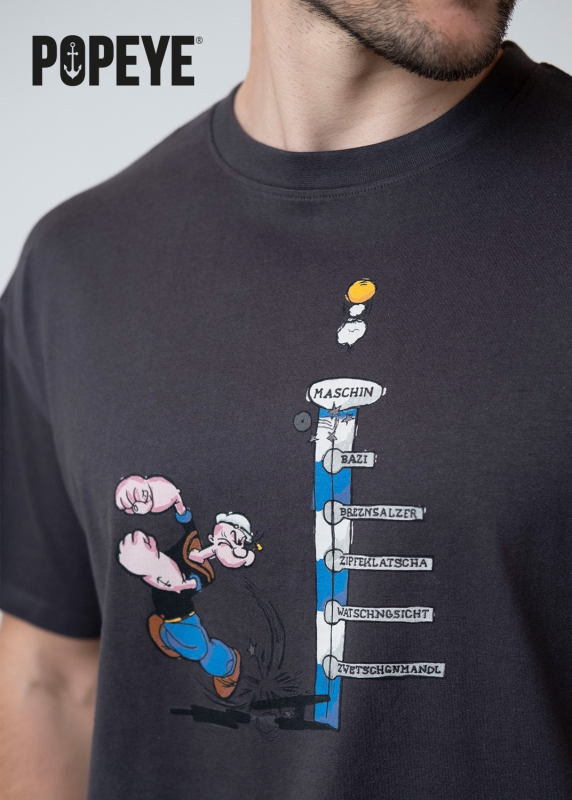 T-Shirt "Popeye haut den Lukas" - dunkelgrau