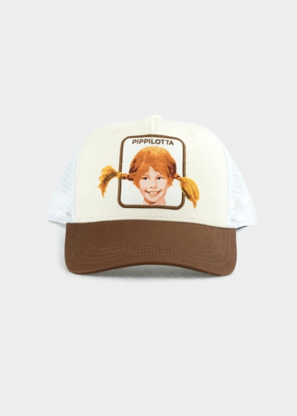 Cap "Pippilotta Stickpatch" - weiß/braun (Curved)