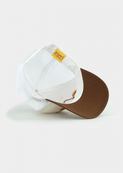 Cap "Pippilotta Stickpatch" - white/brown (Curved)